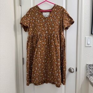 NotPerfectLinen NPL SYMI V-neck linen dress in beautiful floral pattern